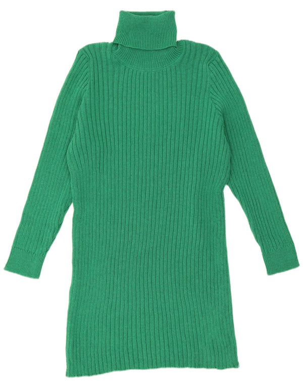 Vintage γυναικείο μακρυμάνικο φόρεμα UK 14 Large Green Polyester