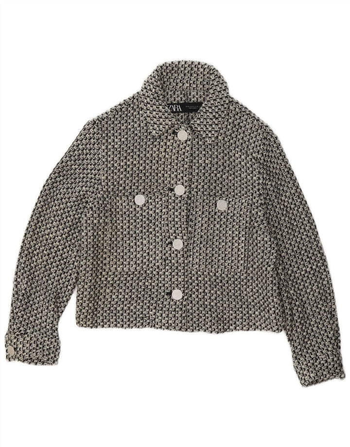 Zara Γυναικείο μπουφάν blazer UK 6 XS μαύρο βαμβακερό