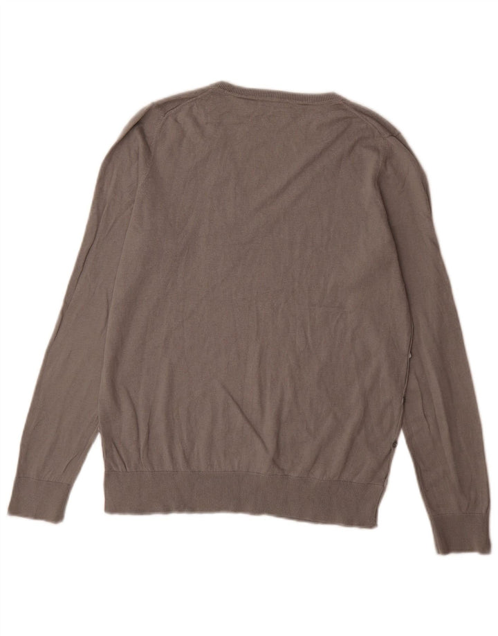 Massimo Dutti Γυναικείο πουλόβερ με λαιμόκοψη με V λαιμόκοψη UK 14 Μεσαίο γκρι μεταξωτό