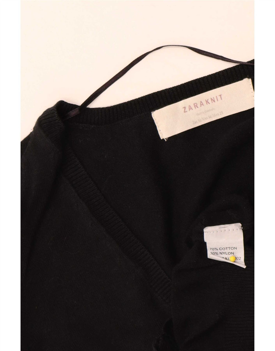 Zara Γυναικείο πουλόβερ ζακέτα UK 12 μεσαίο μαύρο βαμβακερό