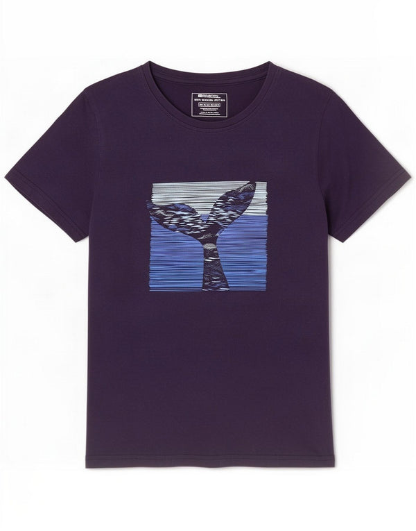 Mountain Warehouse Γυναικείο γραφικό T-shirt Top UK 12 Medium Navy Blue Cotton