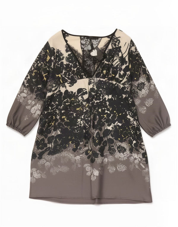 Γυναικείο τουνίκ Φόρεμα με διπλό σετ UK 18 XL Γκρι Floral Πολυεστέρας