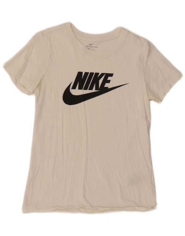 Γυναικείο γραφικό μπλουζάκι Nike UK 6 XS Λευκό βαμβακερό