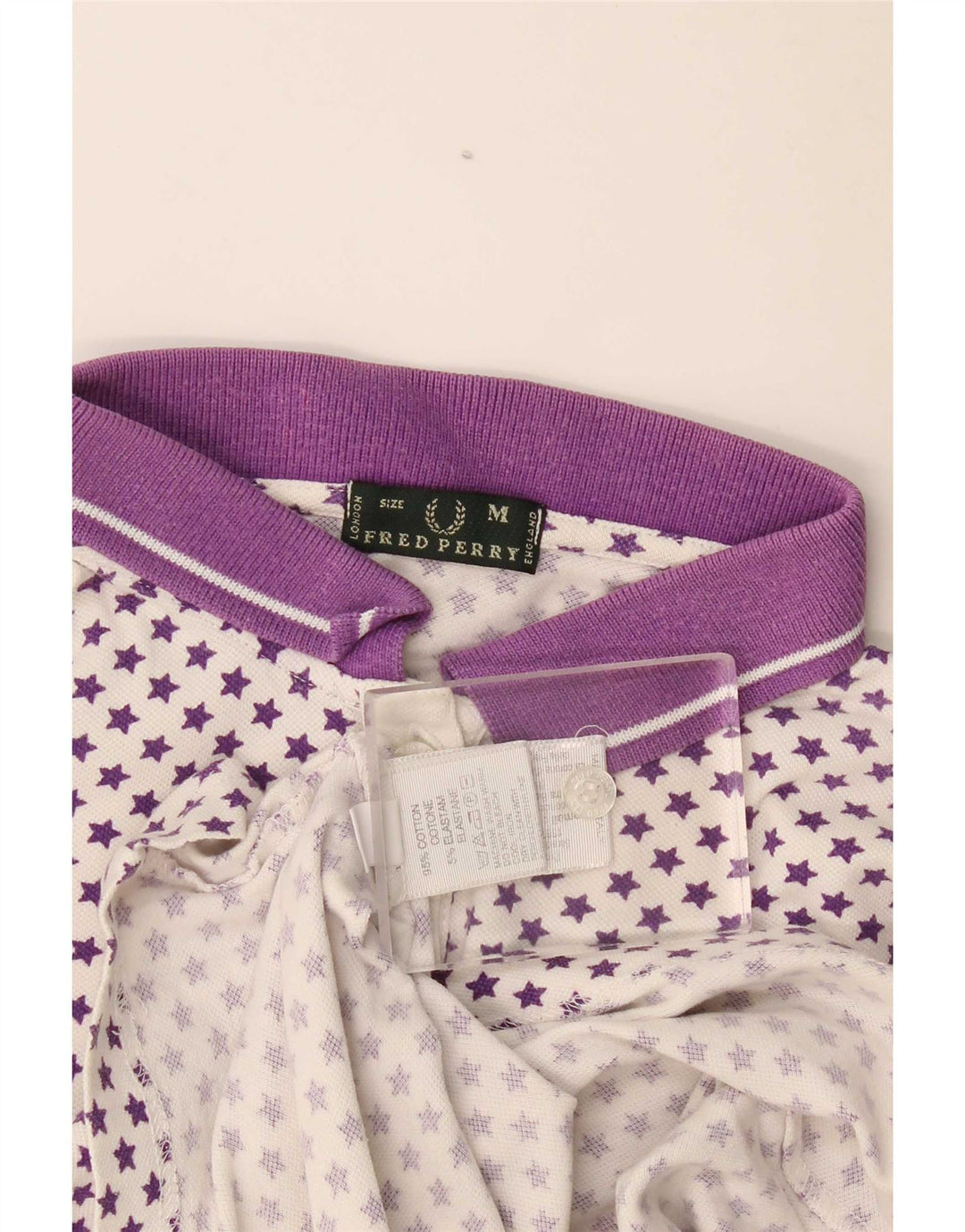 Fred Perry γυναικείο πουκάμισο πόλο UK 12 μεσαίου λευκού βαμβακερό στίγμα