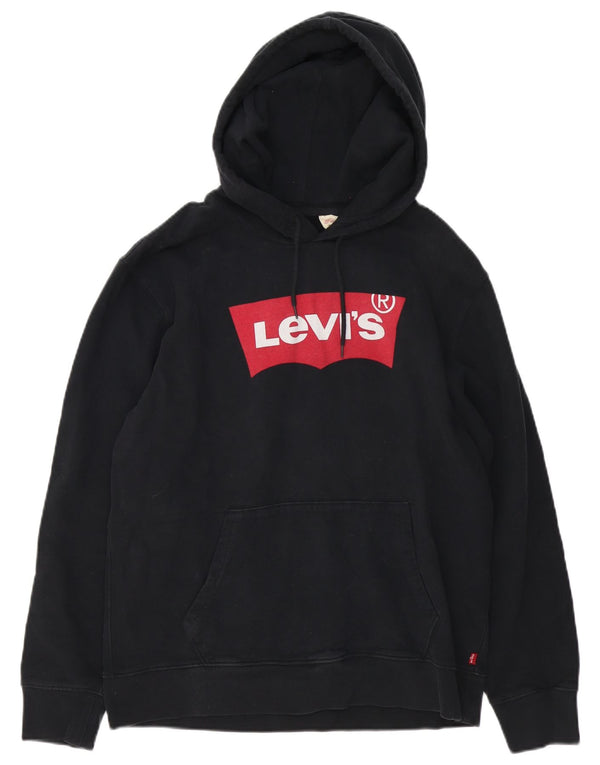 Levi's Mens Graphic Hoodie Jumper Medium Black Cotton