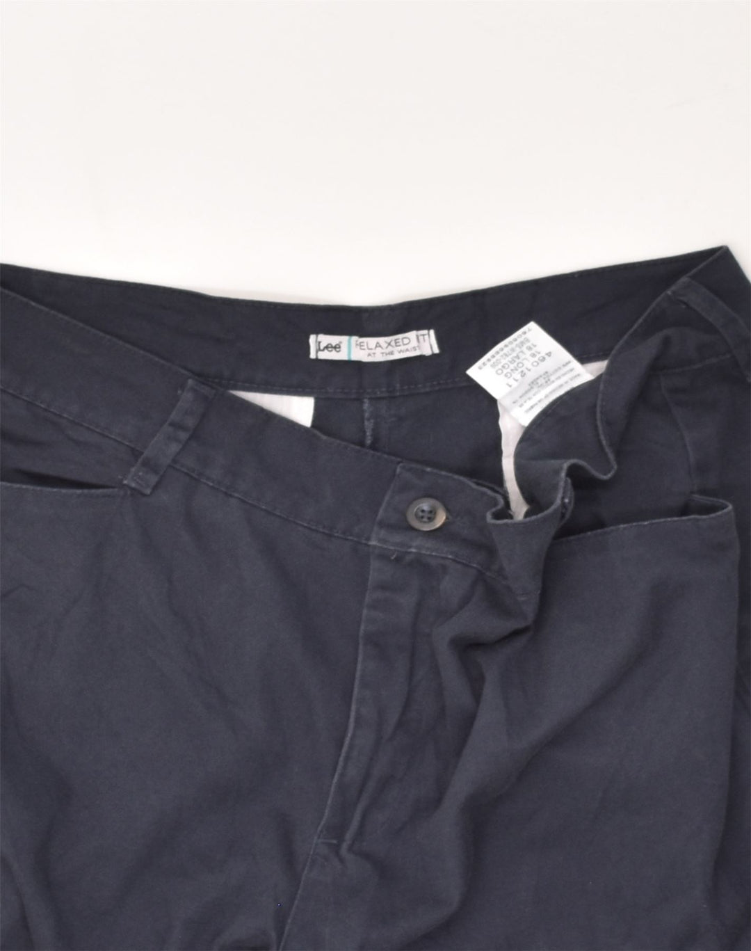 LEE Womens Long Relaxed Fit Casual Trousers UK 18 XL W38 L33  Navy Blue | Vintage Lee | Thrift | Second-Hand Lee | Used Clothing | Messina Hembry 