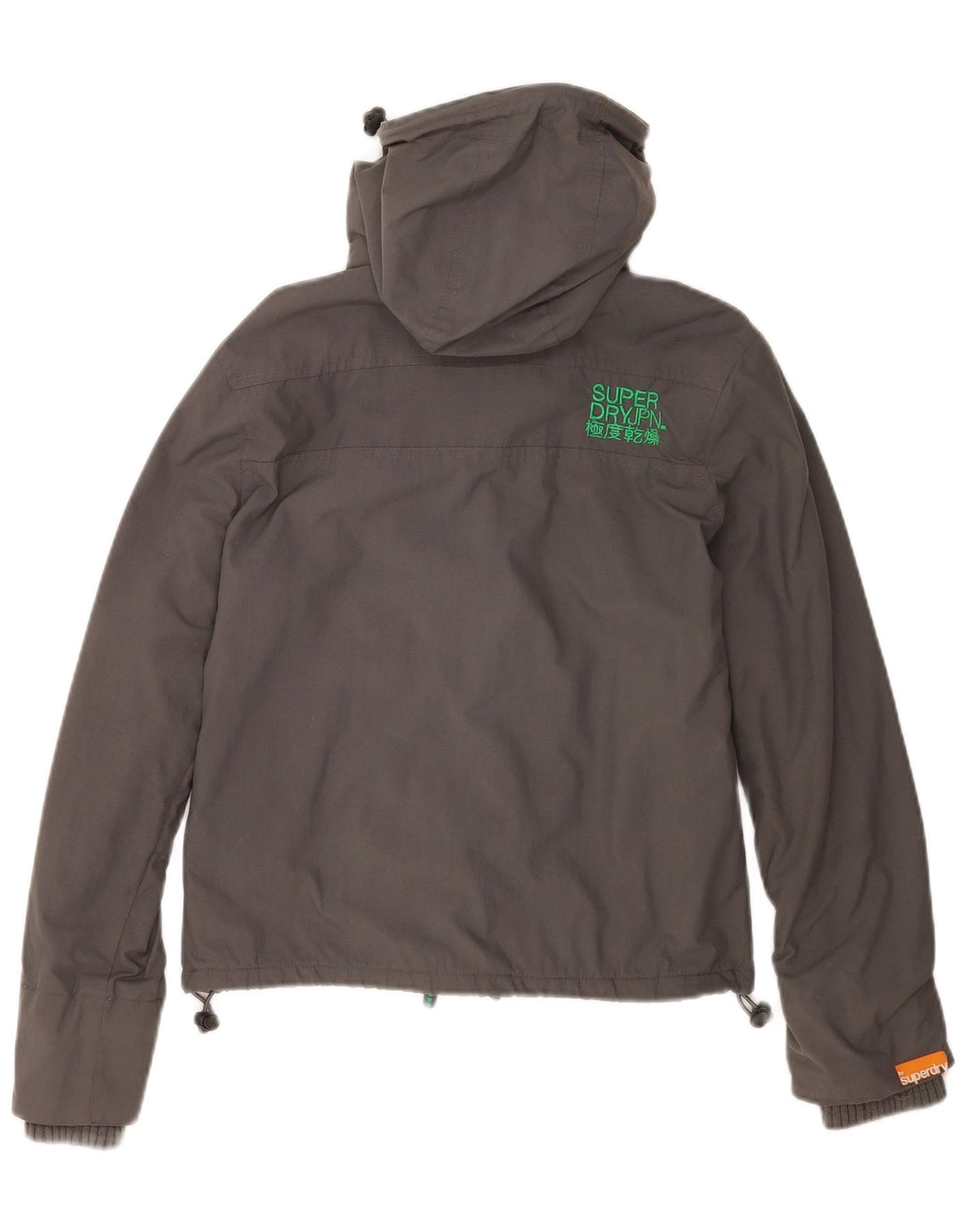 Superdry γυναικείο μπουφάν με κουκούλα αντιανεμικό UK 10 Small Grey Nylon