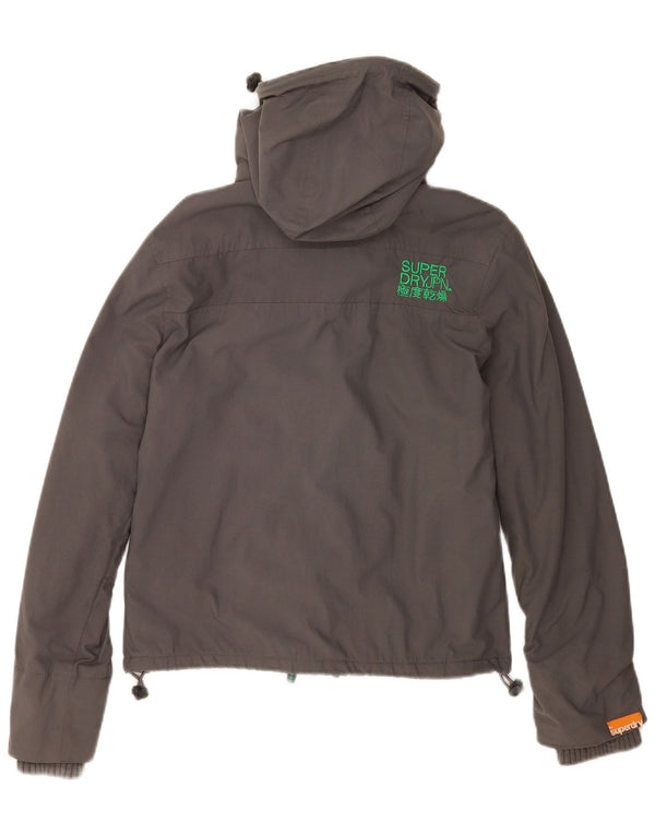Superdry γυναικείο μπουφάν με κουκούλα αντιανεμικό UK 10 Small Grey Nylon