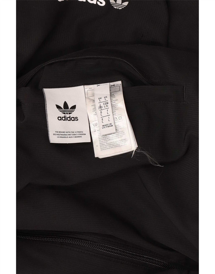 Adidas Ανδρικό γραφικό κουκούλα αναστρέψιμο μπουφάν UK 40 μεγάλο μαύρο πολυεστέρα