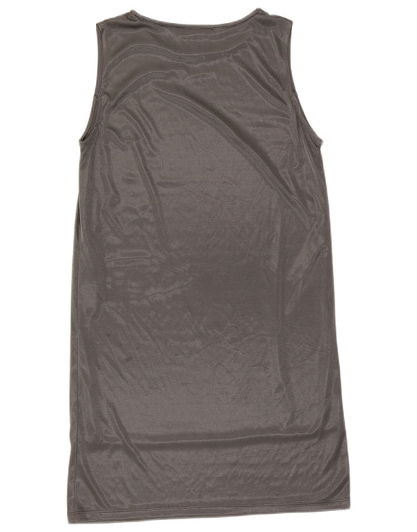 Zara Γυναικείο Αμάνικο Φόρεμα Shift UK 14 Large Silver Polyester