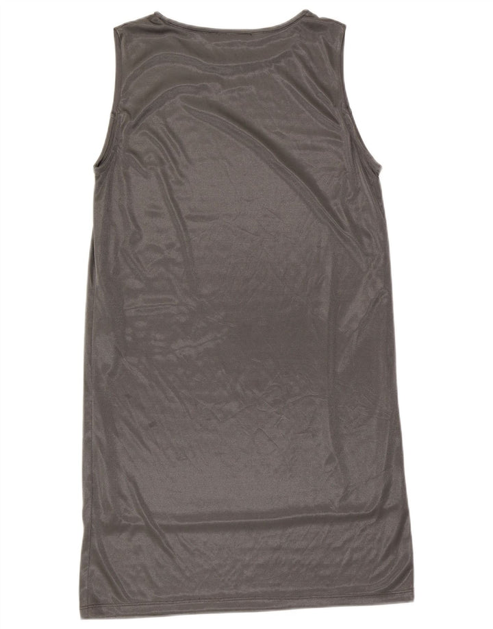 Zara Γυναικείο Αμάνικο Φόρεμα Shift UK 14 Large Silver Polyester