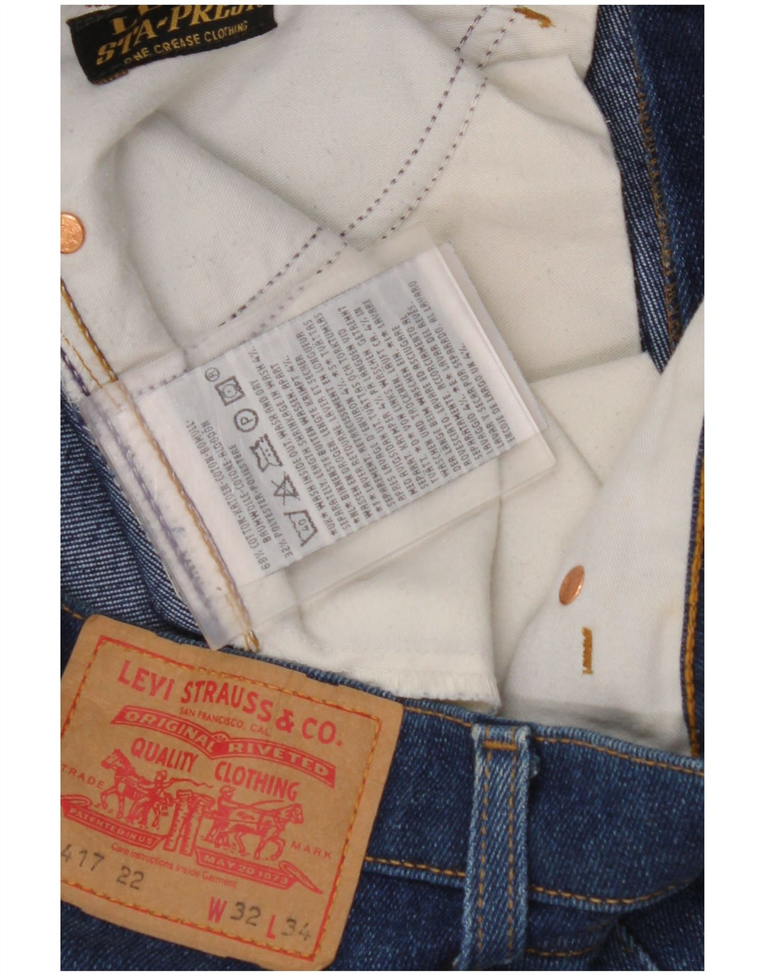 LEVI'S Mens 417 Bootcut Jeans W32 L34 Μπλε βαμβακερό