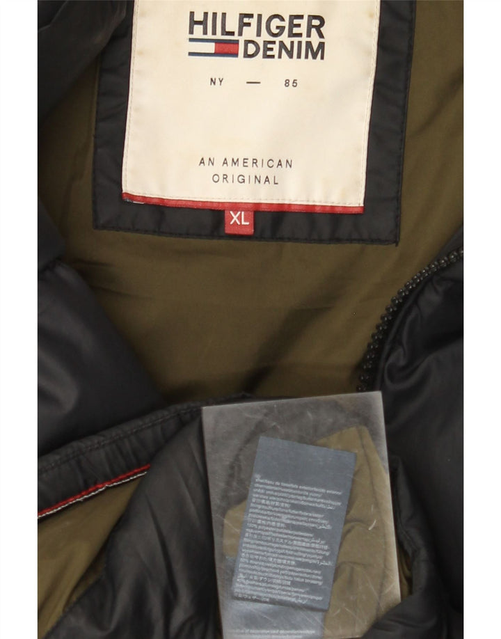 TOMMY HILFIGER Ανδρικό μπουφάν με κουκούλα UK 42 XL μαύρο πολυεστέρα