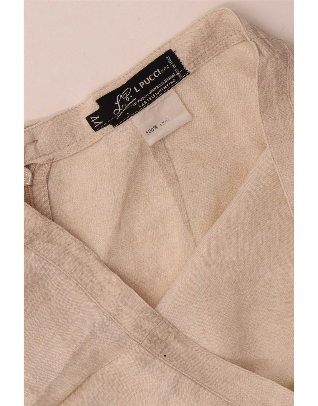 Γυναικεία Μίντι Φούστα L.Pucci IT 44 Medium W28 Μπεζ Λινό