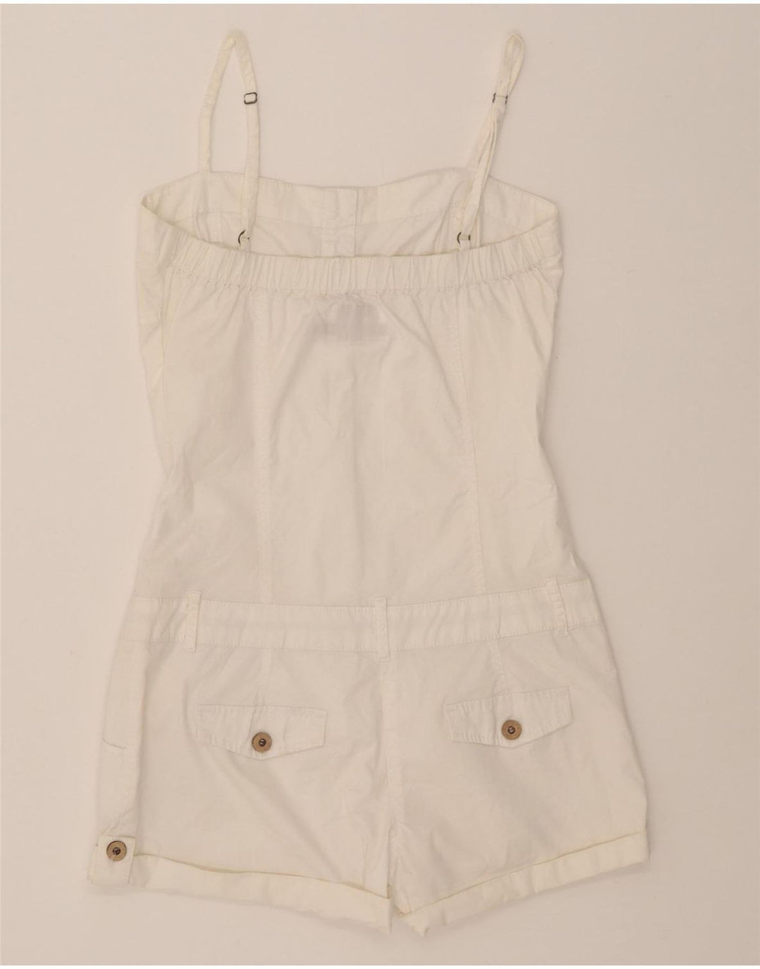 BERSHKA Womens Sleeveless Playsuit UK 10 Small  White Cotton Vintage Bershka and Second-Hand Bershka from Messina Hembry 