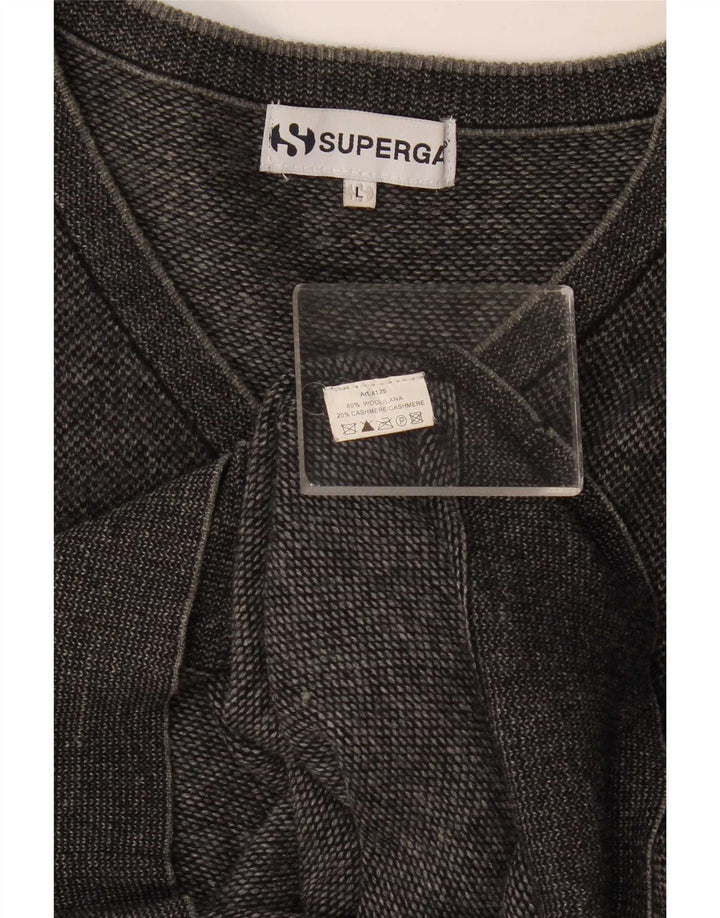 Superga Ανδρικό πουλόβερ με λαιμόκοψη με λαιμόκοψη μεγάλο γκρι μαλλί