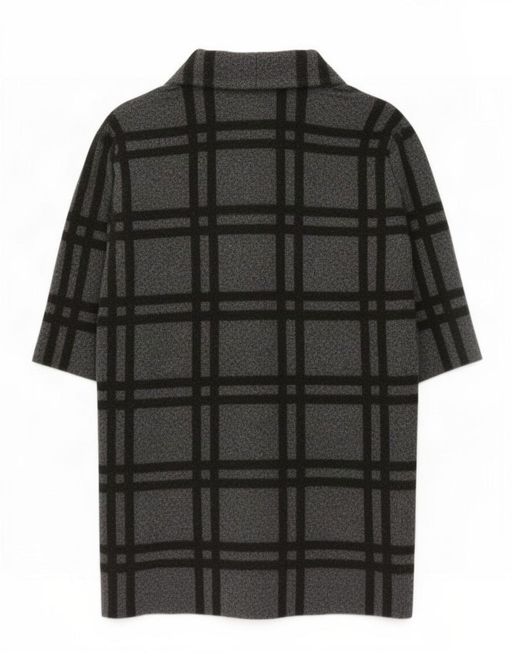 Zara Γυναικείο Πανωφόρι UK 16 Large Grey Check Polyester