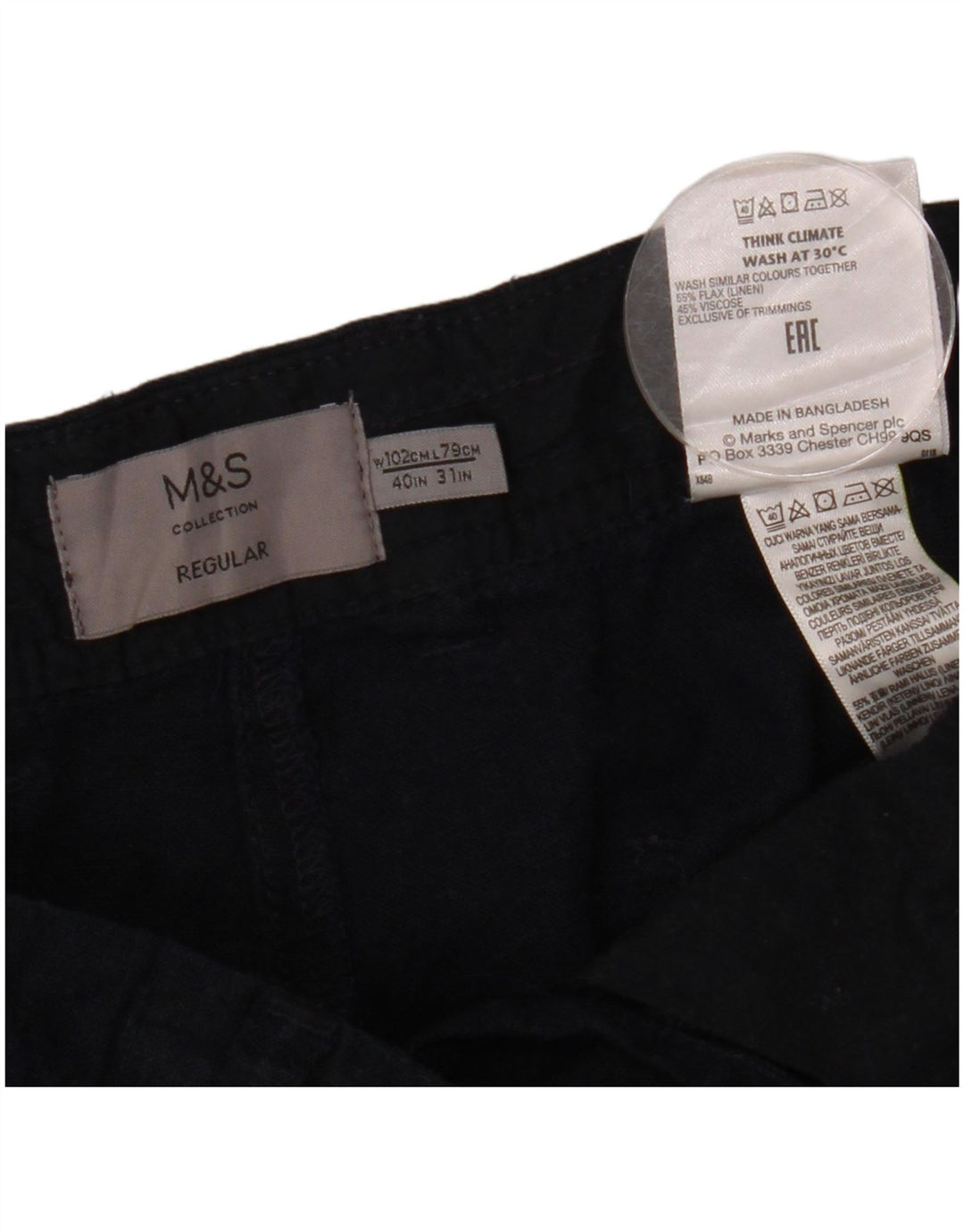 Marks & Spencer Γυναικείο κωνικό κανονικό παντελόνι Chino W40 L31 Navy Blue