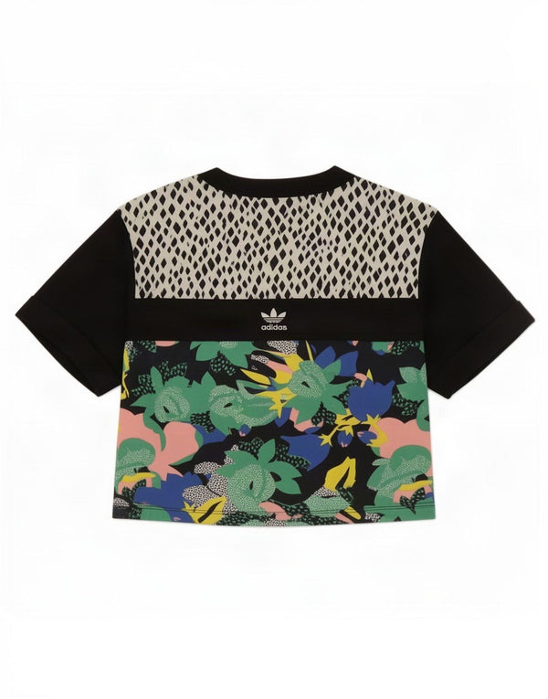 Γραφικό T-Shirt Adidas Womens Her Studio London Top UK 8 Small Black Floral