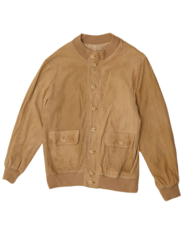 Vintage Ανδρικό Suede Bomber Jacket UK 38 Medium Beige