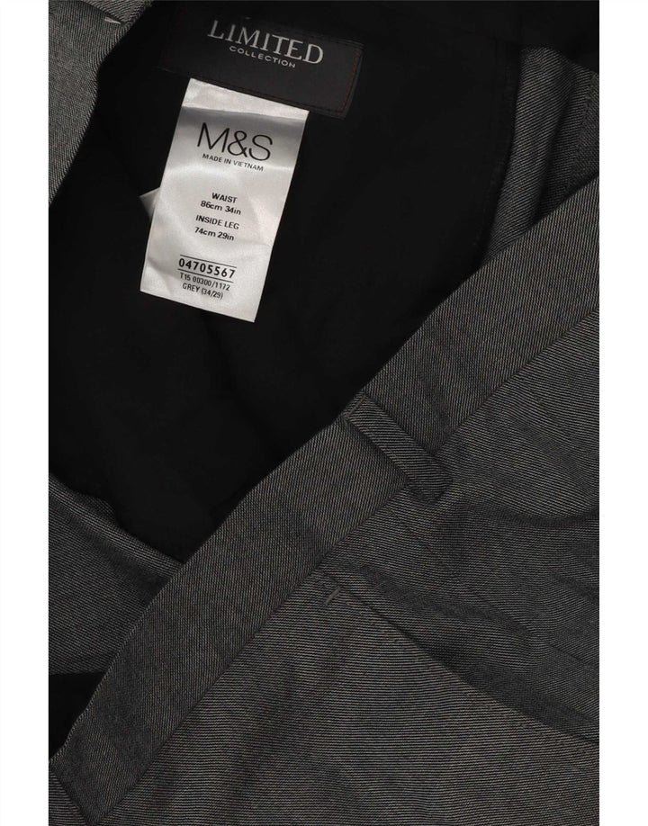 Marks & Spencer Ανδρικό ίσιο παντελόνι W34 L29 Γκρι Πολυεστέρας