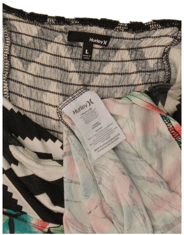 Γυναικείο Στράπλες Φόρεμα Hurley UK 14 Μεγάλο πολύχρωμο γεωμετρικό βαμβάκι