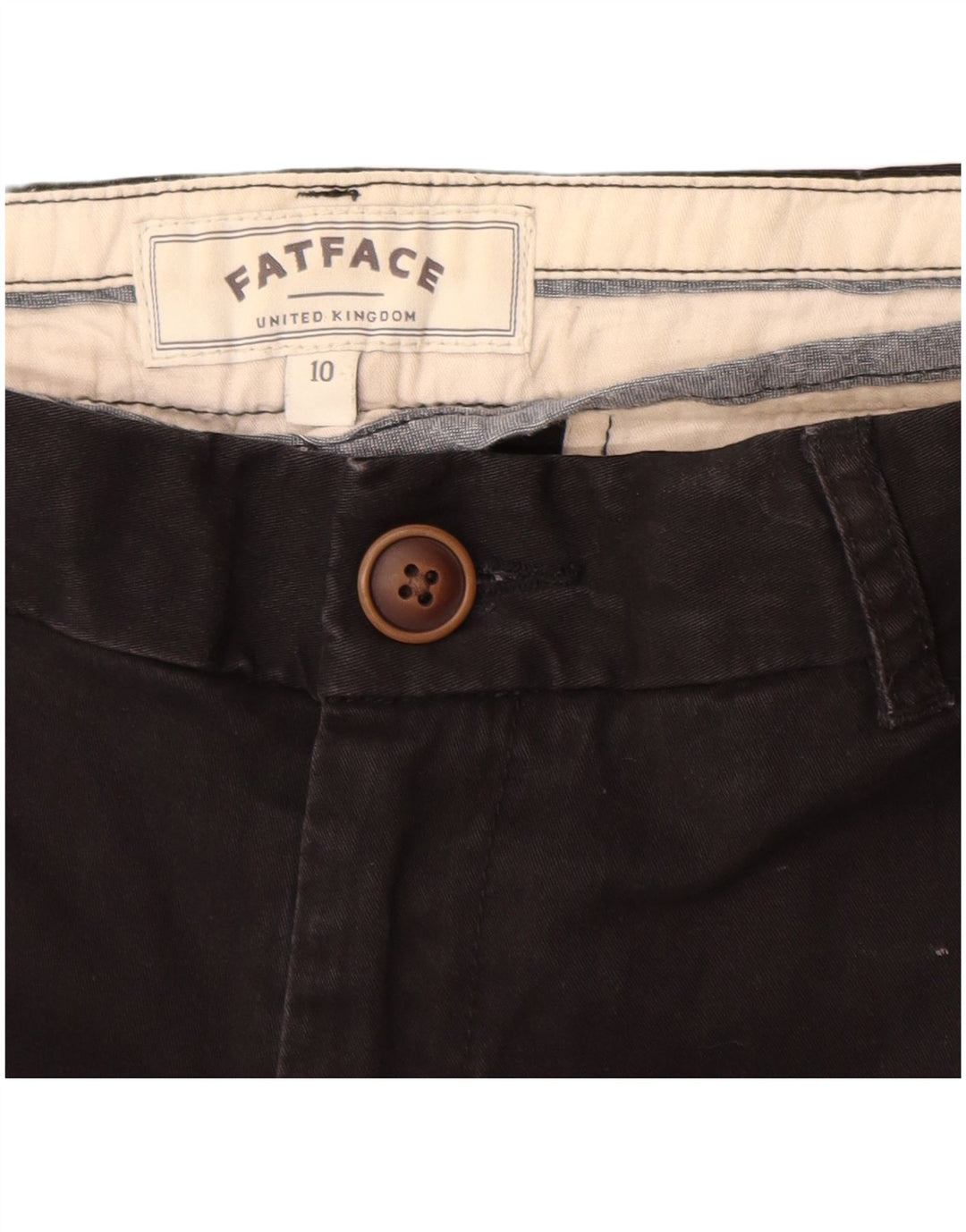 FAT FACE Γυναικείο ίσιο παντελόνι Chino UK 10 Small W28 L26 μαύρο βαμβακερό