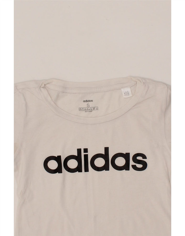 ADIDAS Girls Graphic Vest Top 9-10 Years Small White Vintage Adidas and Second-Hand Adidas from Messina Hembry 