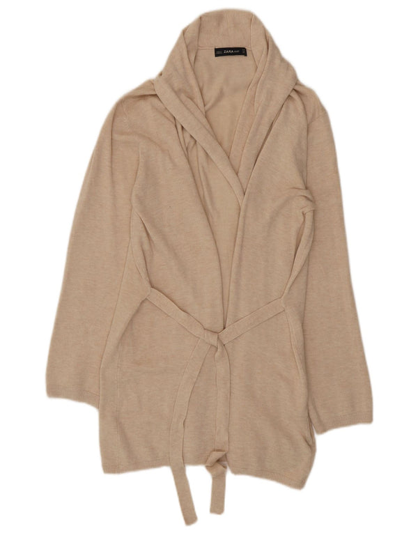 Zara Γυναικείο πουλόβερ ζακέτα Longline UK 12 μεσαία μπεζ βισκόζη