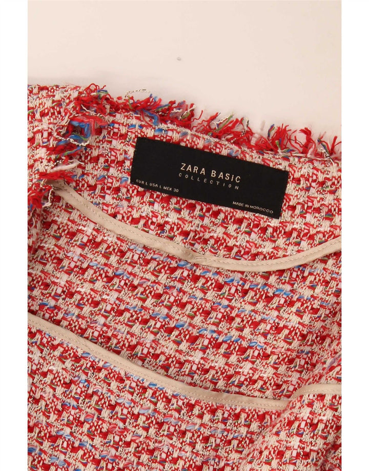 Zara Γυναικείο ανοιχτό μπουφάν Bolero UK 16 Large Red Flecked