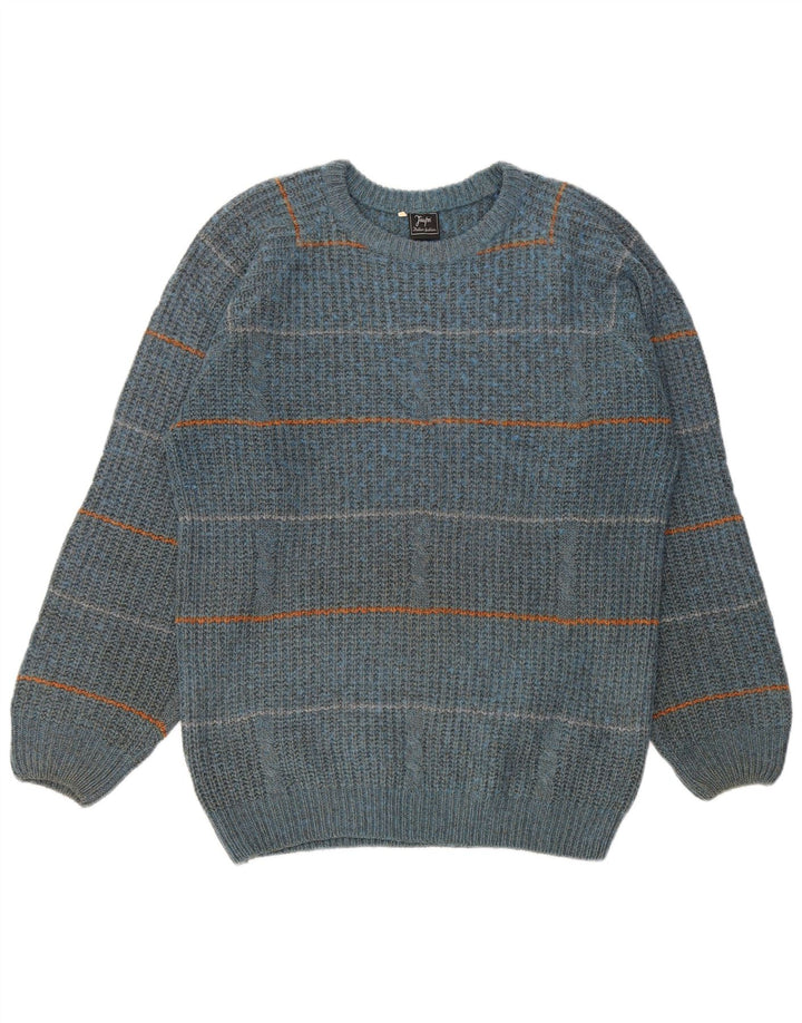 Vintage Ανδρικό πουλόβερ με λαιμόκοψη IT 50 μεσαίου μπλε ριγέ