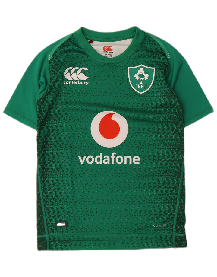 CANTERBURY Boys IRFU Graphic T-shirt Top 13-14 Years Green Geometric