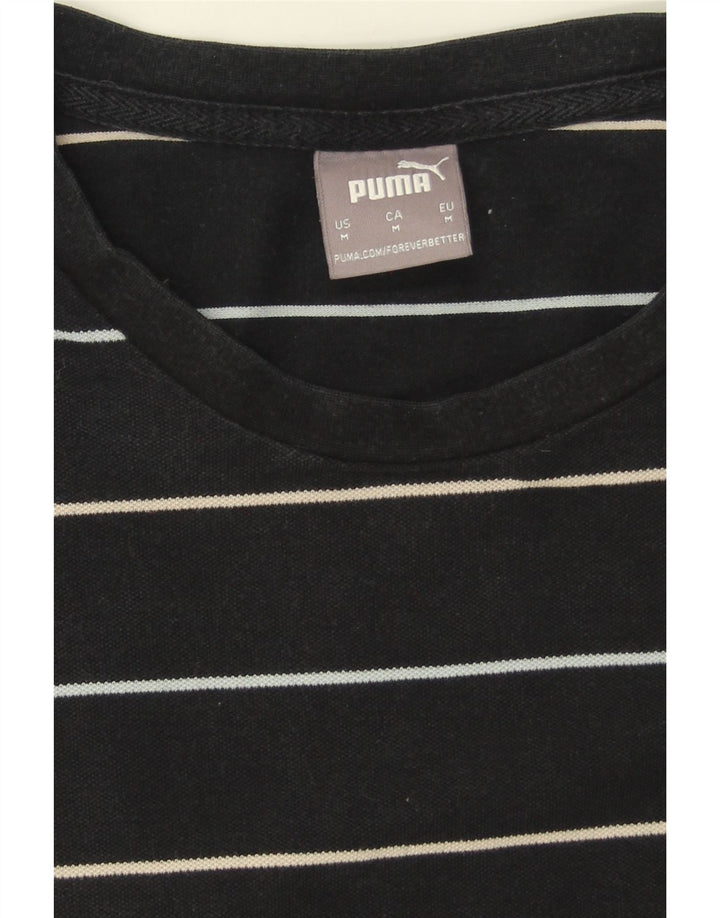 PUMA Mens T-Shirt Top Medium Black Striped Cotton Vintage Puma and Second-Hand Puma from Messina Hembry 
