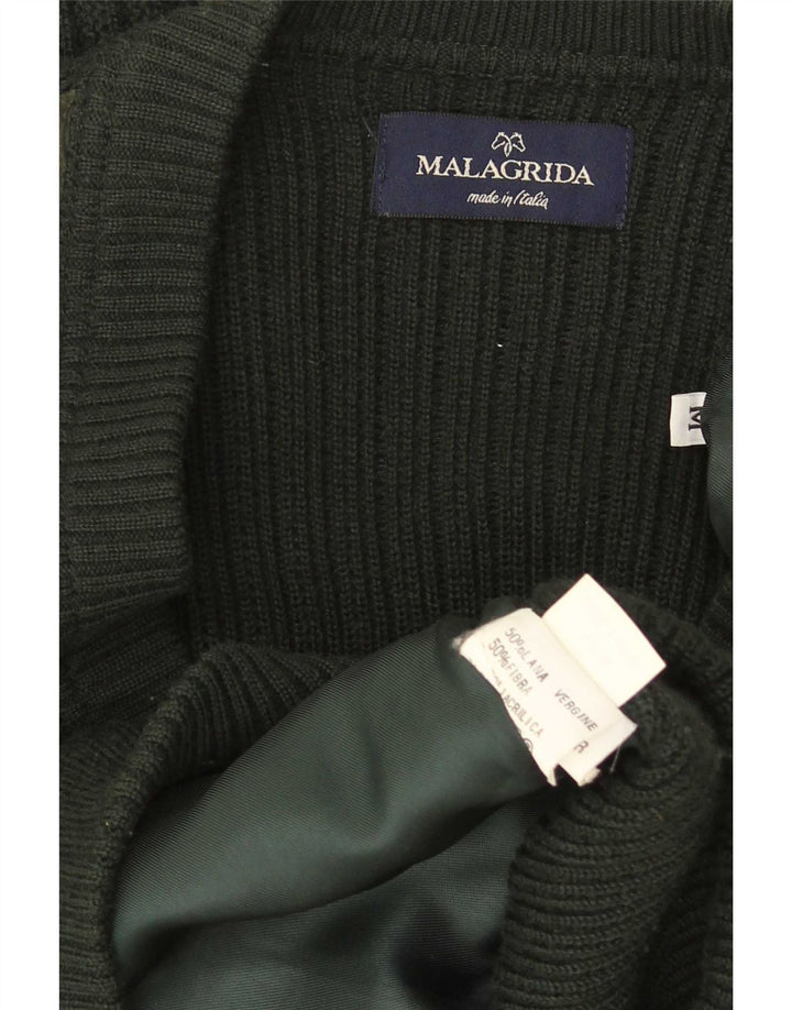 Ανδρικό πουλόβερ με ζακέτα Malagrida, μεσαίο πράσινο Argyle/Diamond Wool