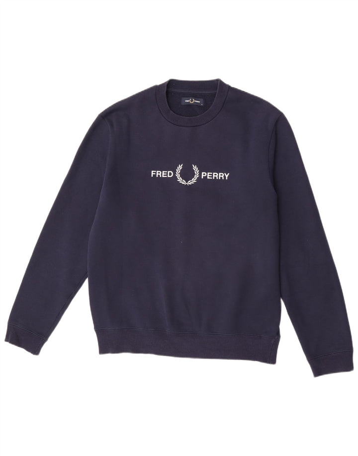 Fred Perry Ανδρικό γραφικό φούτερ Jumper Medium Navy Blue Polyester