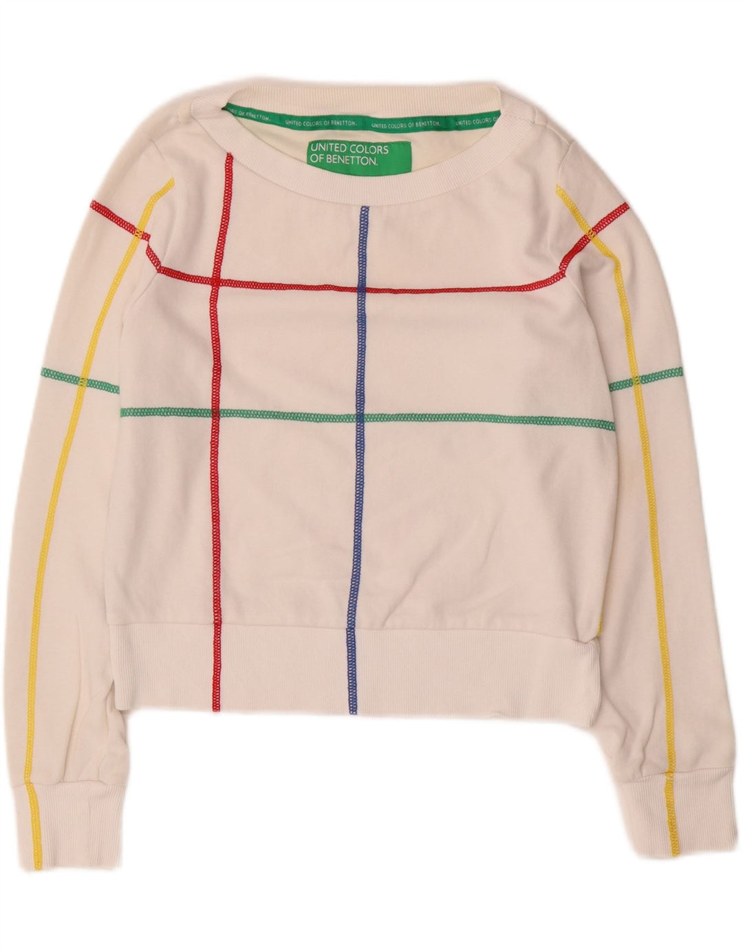 BENETTON Γυναικεία φούτερ Crop Jumper UK 10 Small White Ride