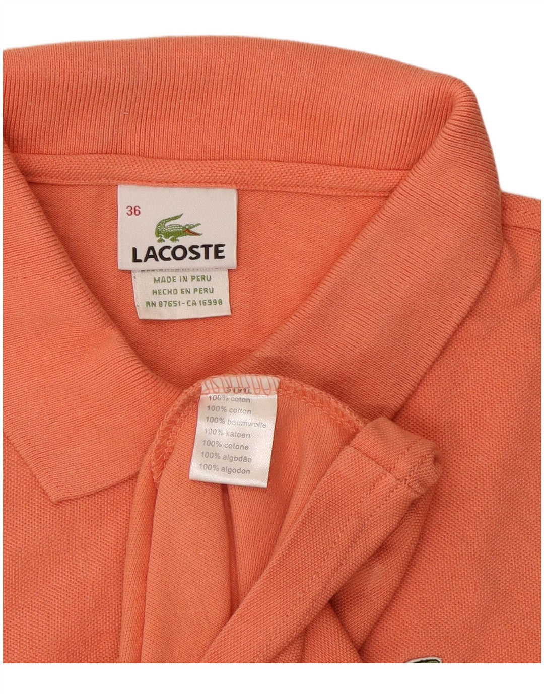 Γυναικείο μπλουζάκι πόλο Lacoste Νούμερο 36 Μικρό πορτοκαλί βαμβακερό