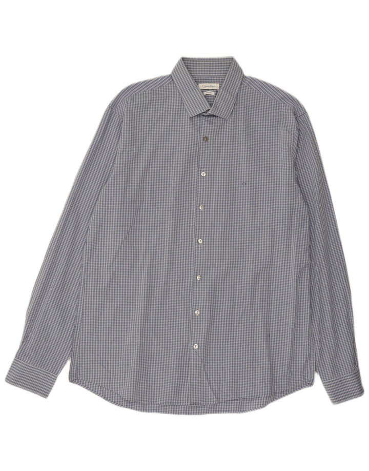 Ανδρικό πουκάμισο Calvin Klein Slim Fit Size 43 17 XL Blue Check