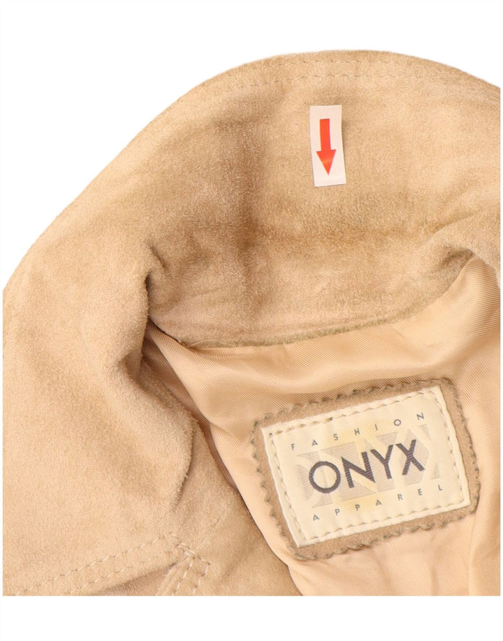 Onyx γυναικείο τζάκετ σουέντ σακάκι με 3 κουμπιά IT 44 μεσαίο μπεζ δέρμα