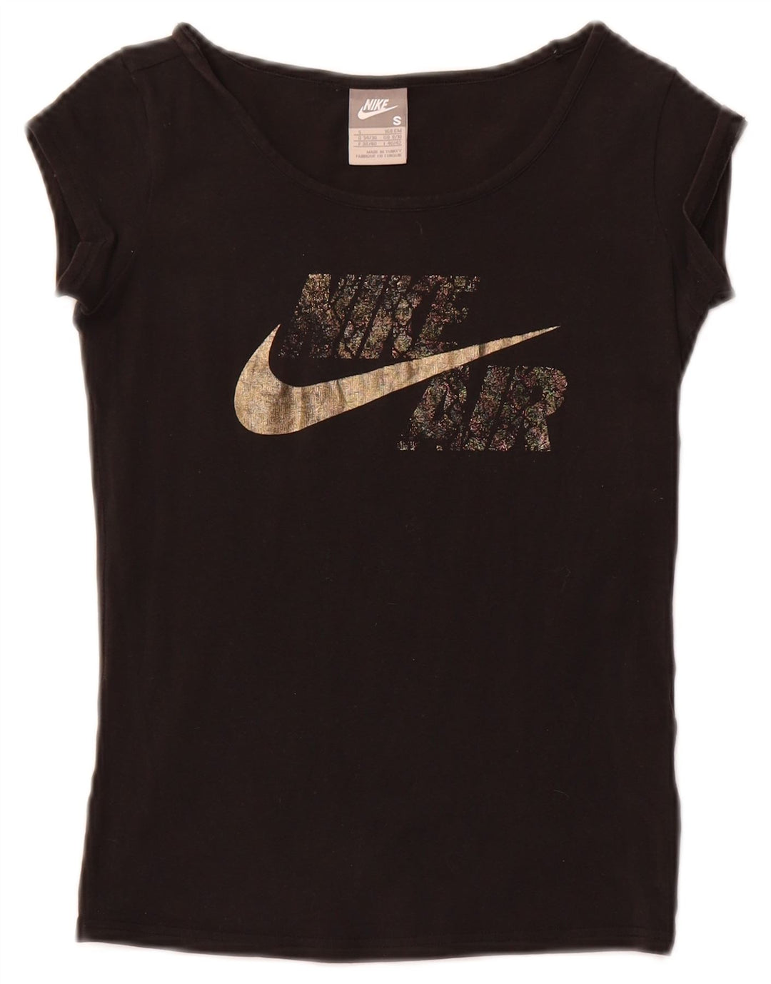 Γυναικείο γραφικό T-shirt NIKE Air Crop Top UK 8/10 Small Black
