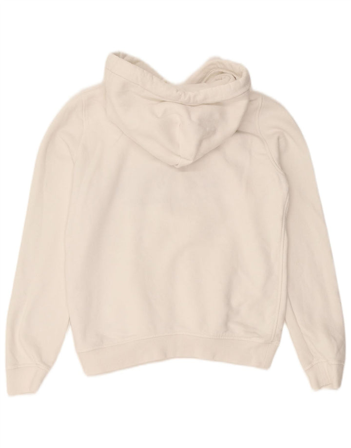 JACK WILLS Γυναικείο Crop Graphic Hoodie Jumper UK 8 Small White Cotton