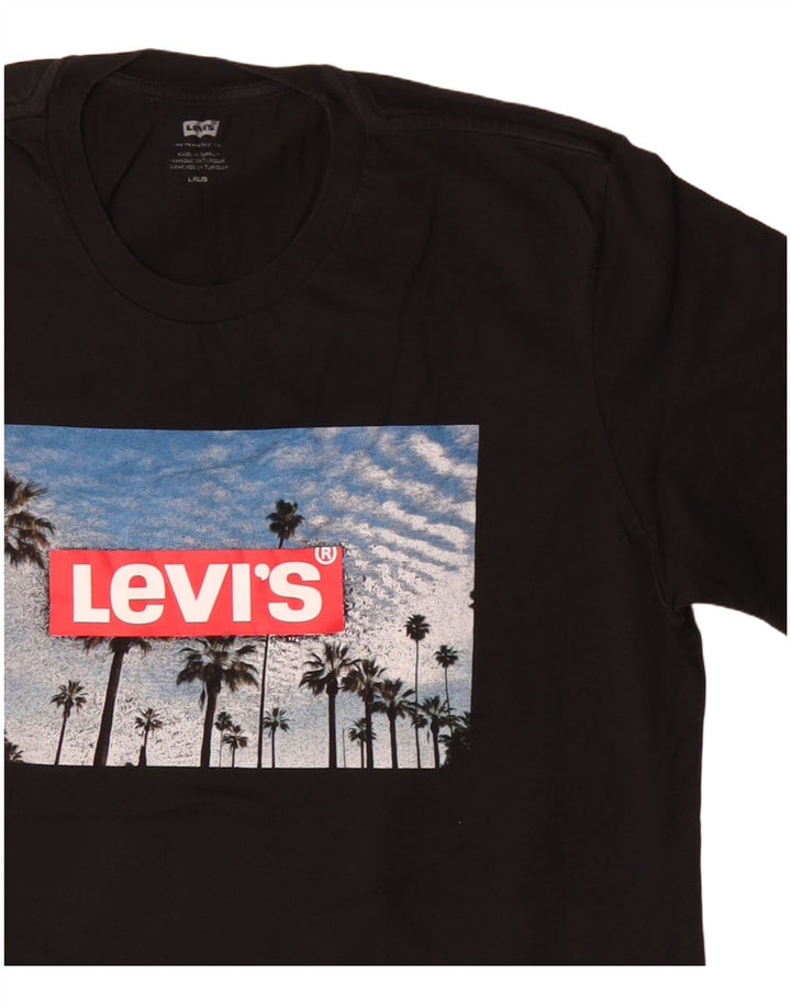 Ανδρικό γραφικό μπλουζάκι Levi's Top μεγάλο μαύρο βαμβακερό