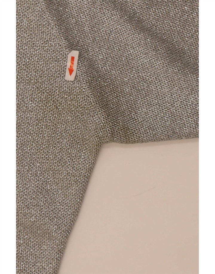 Vintage γυναικείο Crop Roll Neck πουλόβερ UK 12 Medium Grey