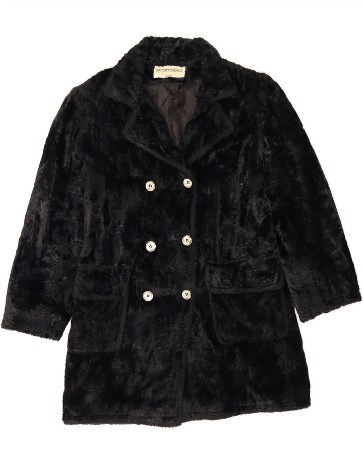 VINTAGE Womens Fleece Overcoat UK 16 Large Navy Blue Vintage Vintage and Second-Hand Vintage from Messina Hembry 