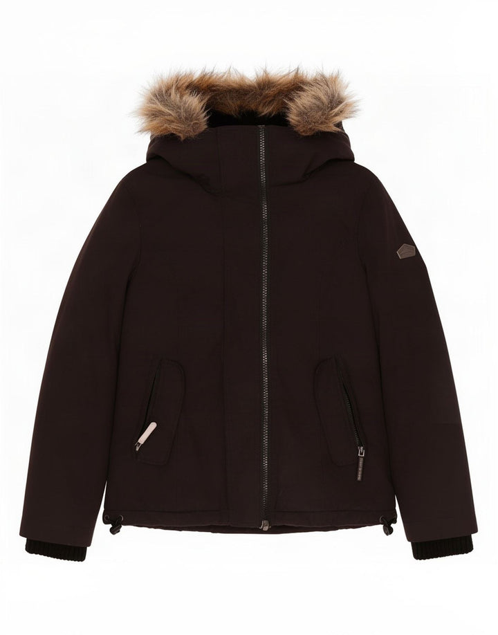 Superdry γυναικείο μπουφάν με κουκούλα αντιανεμικό UK 10 Small Black Polyester