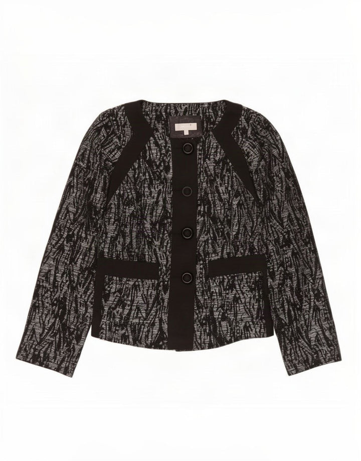 Marks & Spencer Womens Abstract Pattern Blazer Jacket UK 16 Large Black