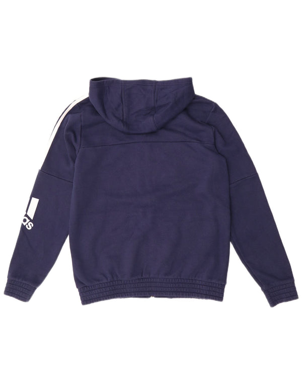 Adidas Boys γραφικό πουλόβερ με κουκούλα με φερμουάρ 13-14 ετών, μπλε βαμβακερό