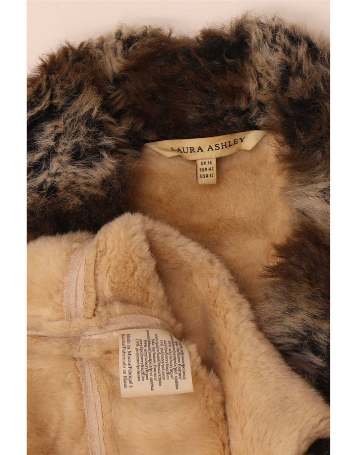 Laura Ashley Γυναικείο Open Sherpa Jacket UK 16 Large Beige Polyester