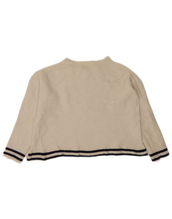White Label Γυναικείο Crop Boat Neck Jumper πουλόβερ UK 14 Large Off Wool