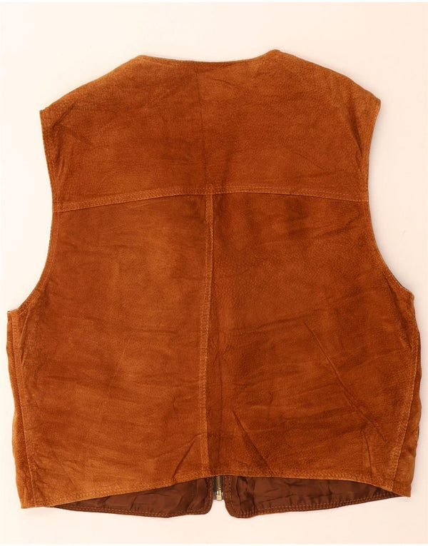 Poggiani Mirella Mens Suede Utility Gilet UK 42 XL Beige